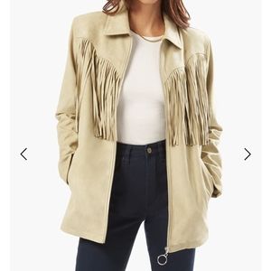 NWT - WeWoreWhat Faux Suede Fringe Jacket (sold out item) - Size Small